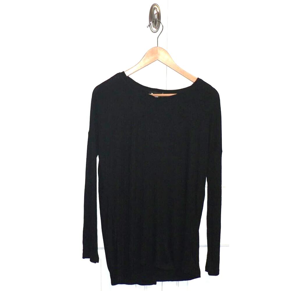 H By Bordeaux Cross Over Back Long Sleeve Top in Black Small MSRP $58